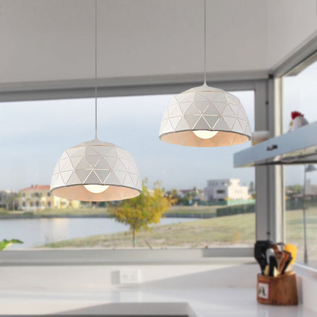 Modern Nordic Dome Ceiling Light In Black/White For Coffee Shop - 12/14 W 1-Light