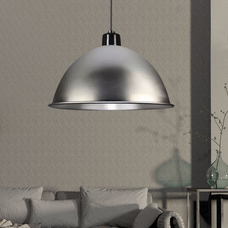 Retro Style Metallic Hanging Light Pendant With Bowl Shade - Black/Silver