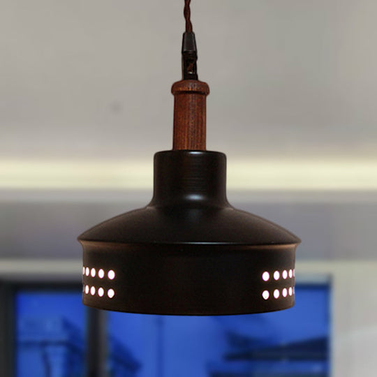Modern Black Barn Shade Pendant Ceiling Light With Metallic Finish
