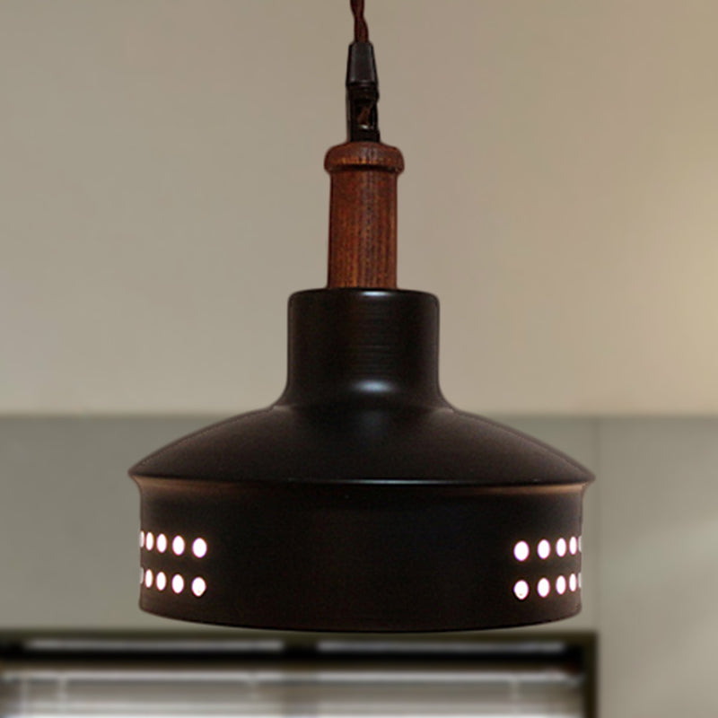 Modern Black Barn Shade Pendant Ceiling Light With Metallic Finish