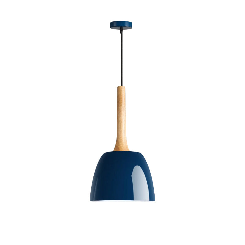 Modernist Metal Pendant Ceiling Light - Yellow/Blue/Green Domed Design Perfect For Dining Room