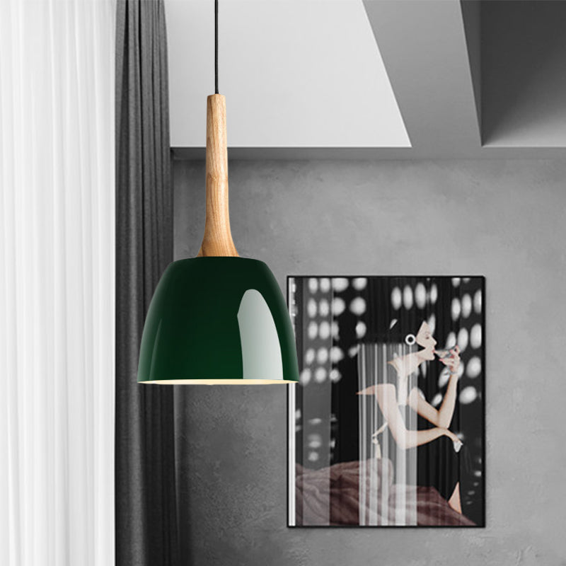 Modernist Metal Pendant Ceiling Light - Yellow/Blue/Green Domed Design Perfect For Dining Room