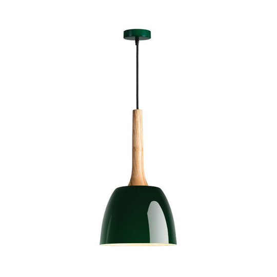 Modernist Metal Pendant Lighting: Yellow/Blue/Green Domed Hanging Ceiling Light For Dining Room