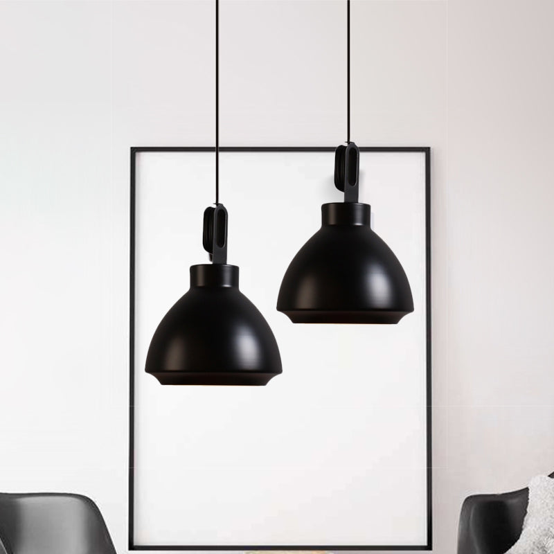 Nordic Style Metal Ceiling Pendant Light With Dome Shade For Living Room - Black/Grey Black