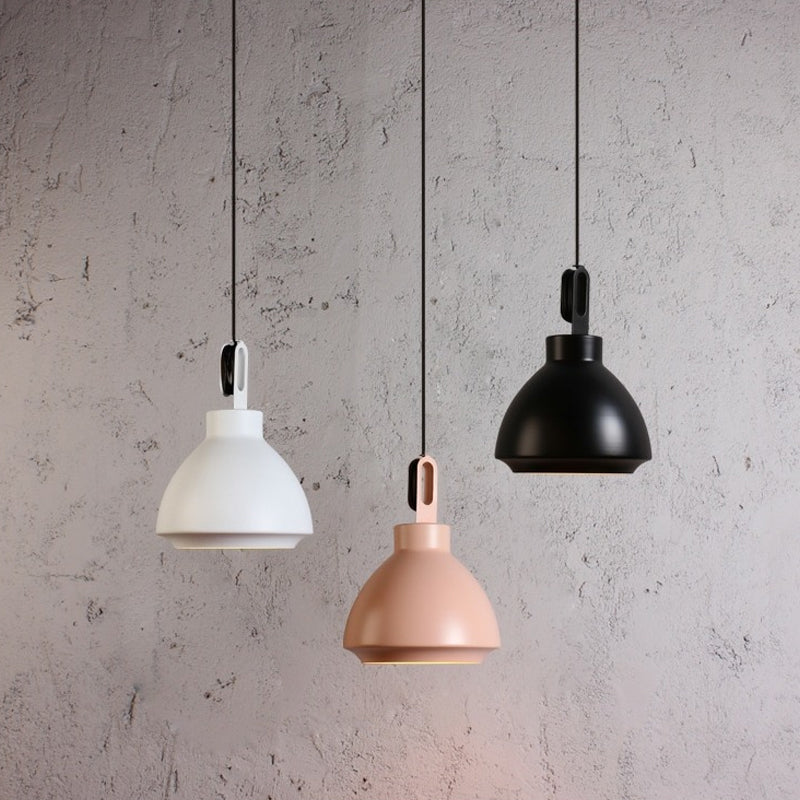 Nordic Style Metal Ceiling Pendant Light With Dome Shade For Living Room - Black/Grey