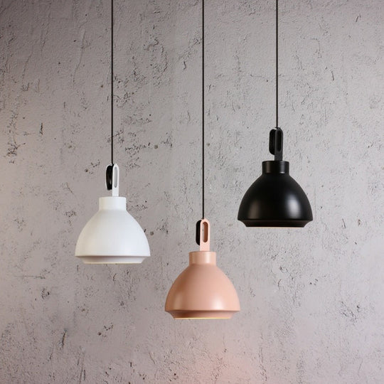 Nordic Style Metal Ceiling Pendant Light With Dome Shade For Living Room - Black/Grey