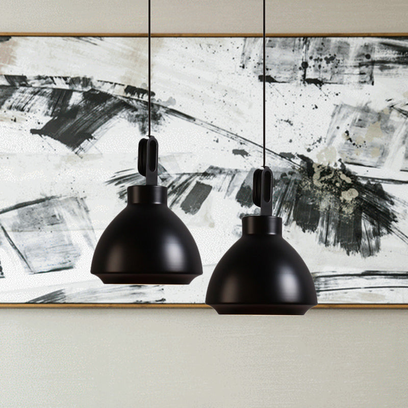 Nordic Style Metal Ceiling Pendant Light With Dome Shade For Living Room - Black/Grey