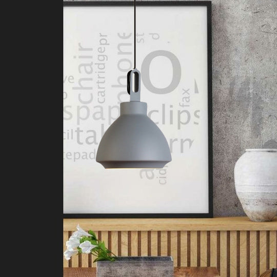Nordic Style Metal Ceiling Pendant Light With Dome Shade For Living Room - Black/Grey Grey