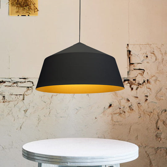 Retro Tapered Shade Pendant Light Metallic Hanging Ceiling (6’/10.5’/12.5’ Width) - Black/White