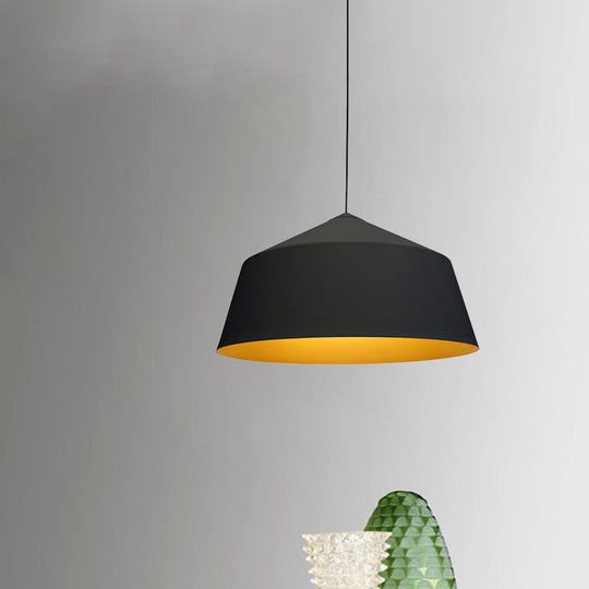 Retro Tapered Shade Pendant Lighting - 6/10.5/12.5 Width Metallic Hanging Ceiling Light: Black/White