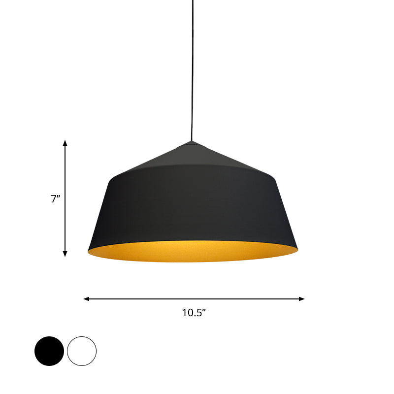 Retro Tapered Shade Pendant Light Metallic Hanging Ceiling (6’/10.5’/12.5’ Width) - Black/White