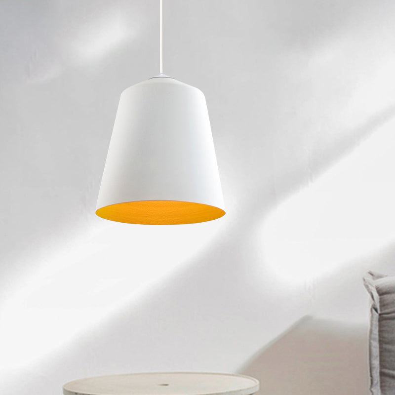 Retro Tapered Shade Pendant Light Metallic Hanging Ceiling (6’/10.5’/12.5’ Width) - Black/White