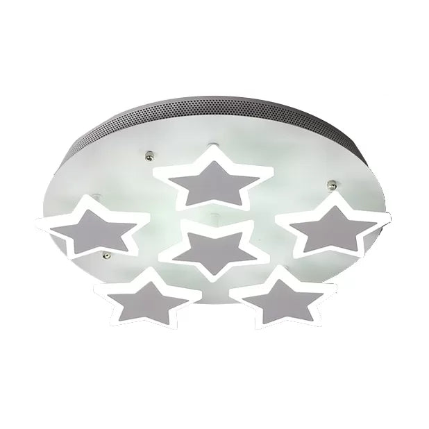 White Acrylic Starry Flush Ceiling Light For Girls Bedroom - Romantic Mount Fixture / 16’