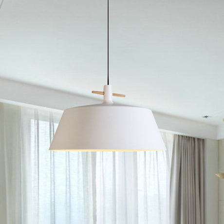 Contemporary Metallic Pendant Lamp With Shade - Black/White White / C