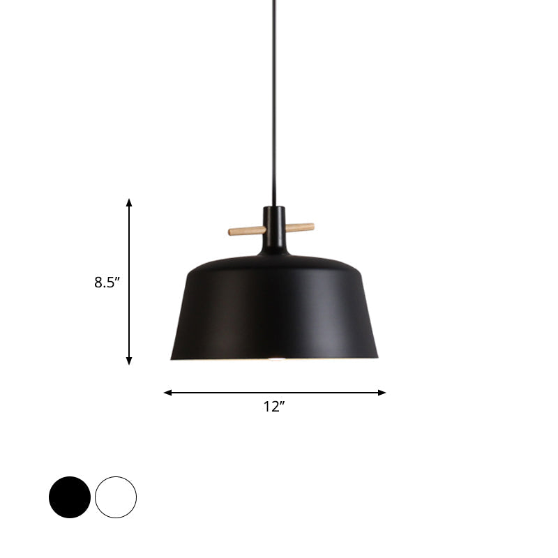Contemporary Metallic Pendant Lamp With Shade - Black/White