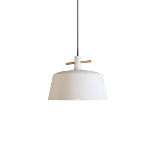Contemporary Metallic Pendant Lamp With Shade - Black/White