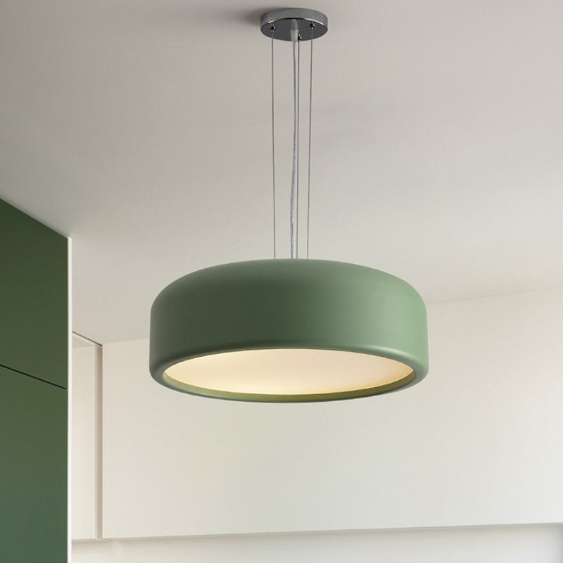 Metallic Restaurant Pendant Light Fixture - Khaki/Black Drum Shade With Macaron Style 1 Bulb