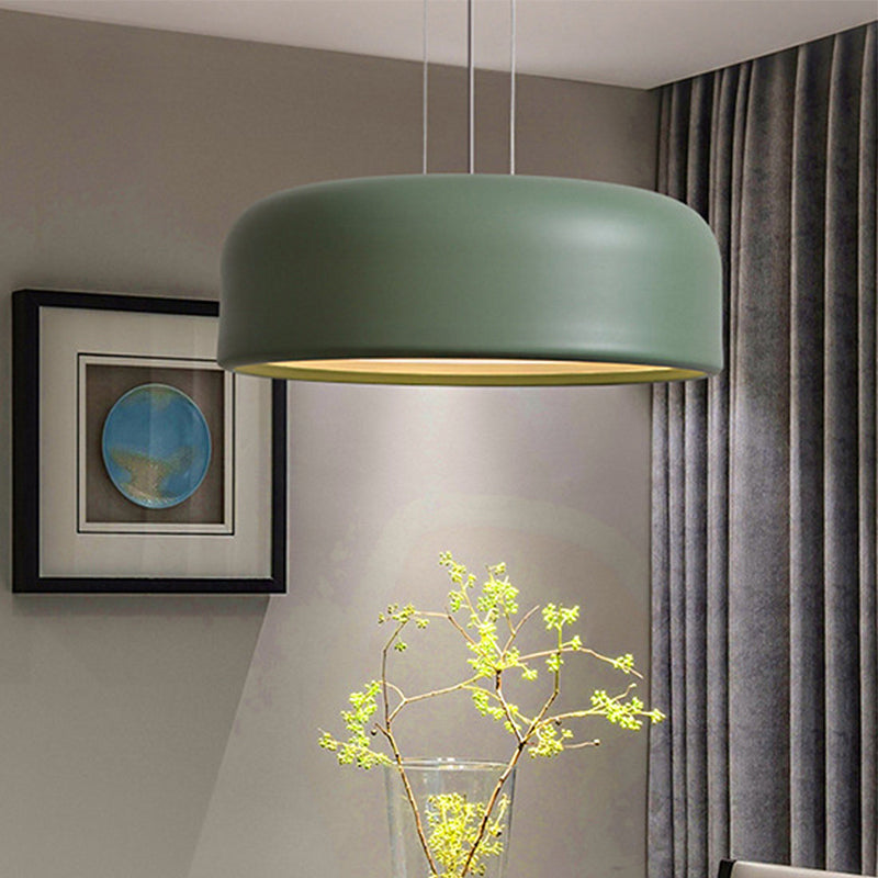 Metallic Restaurant Pendant Light Fixture - Khaki/Black Drum Shade With Macaron Style 1 Bulb