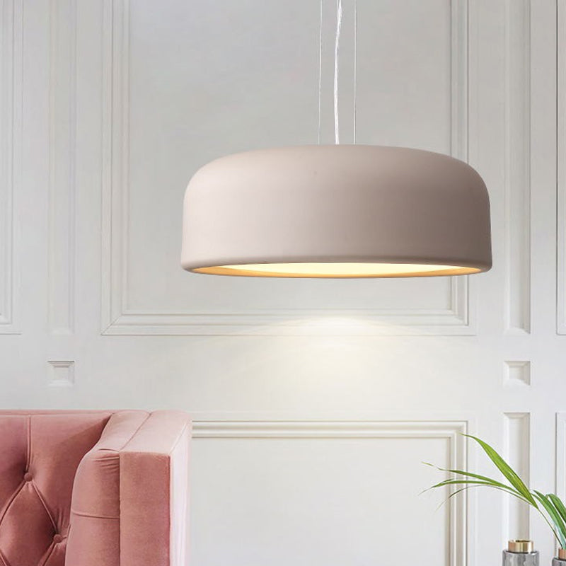 Metallic Restaurant Pendant Light Fixture - Khaki/Black Drum Shade With Macaron Style 1 Bulb