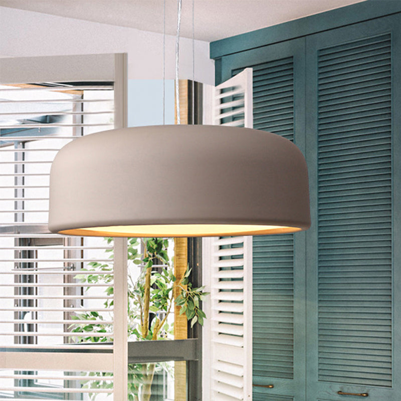 Metallic Restaurant Pendant Light Fixture - Khaki/Black Drum Shade With Macaron Style 1 Bulb