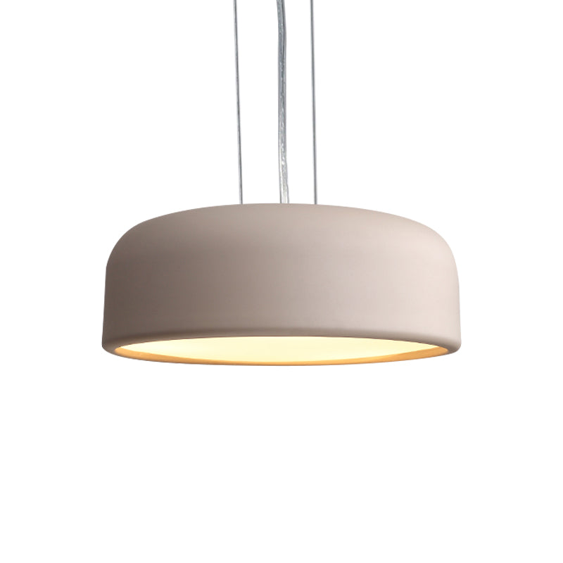 Metallic Macaron Style Pendant Light Fixture | Khaki/Black Drum Shade 1 Bulb Restaurant Ceiling
