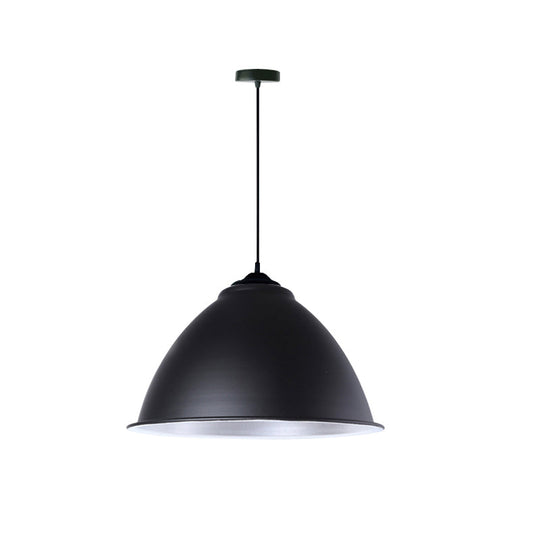 Metallic Industrial Hanging Ceiling Light With Adjustable Cord - 1 Head Pendant Lamp