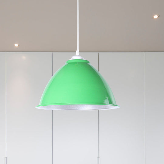 Metallic Industrial Hanging Ceiling Light With Adjustable Cord - 1 Head Pendant Lamp
