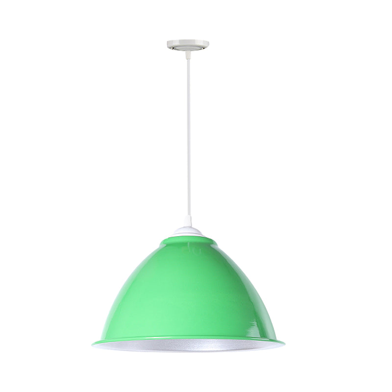 Metallic Industrial Hanging Ceiling Light With Adjustable Cord - 1 Head Pendant Lamp
