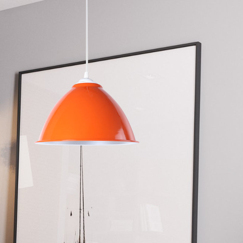 Metallic Industrial Hanging Ceiling Light With Adjustable Cord - 1 Head Pendant Lamp
