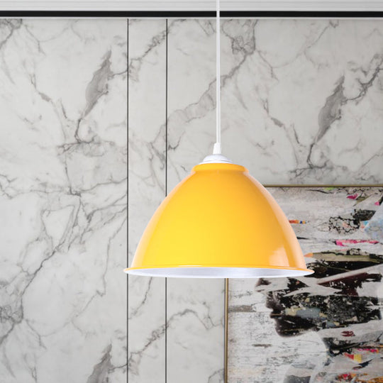 Metallic Industrial Hanging Ceiling Light With Adjustable Cord - 1 Head Pendant Lamp