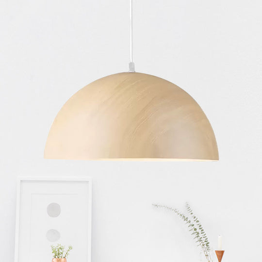 Contemporary Aluminum Domed Pendant Light With Wood Design In Dark Brown/Light Brown - Balcony