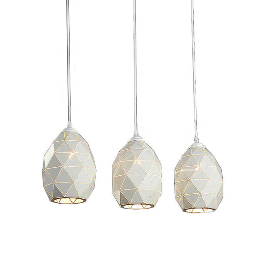 Modern Geometric Metal Pendant Light - White 3 Lights Indoor Hanging Ceiling Fixture