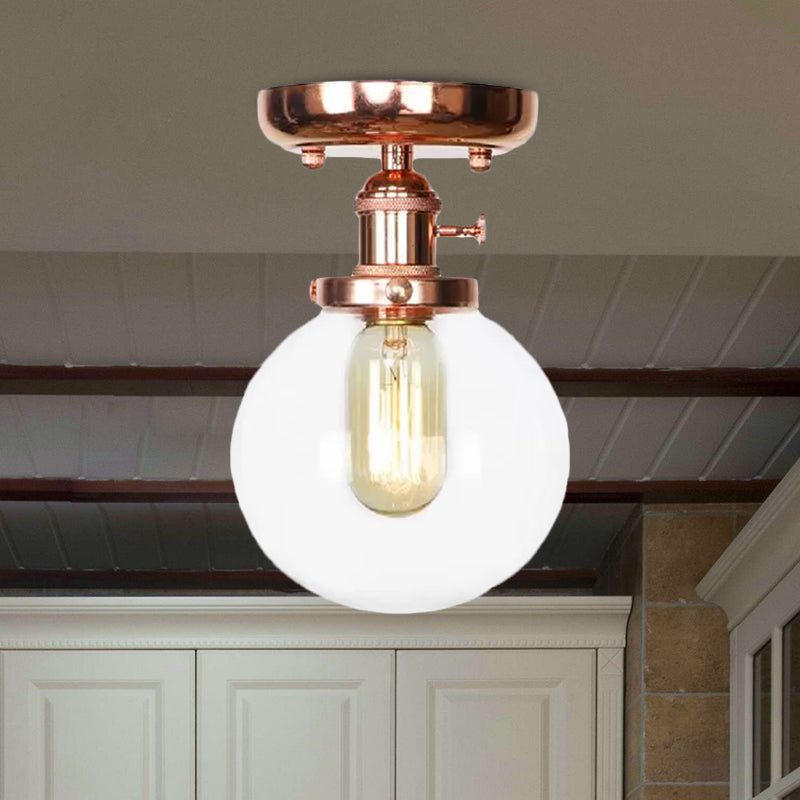 Semi Flush Mount Industrial Ceiling Light Fixture With Globe/Wide Flare/Diamond Design And