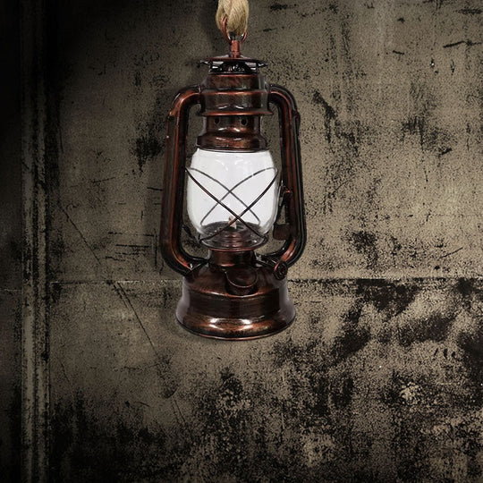 Industrial Clear Glass Pendant Ceiling Light For Coffee Shop - Black/Bronze/Antique Brass Finish