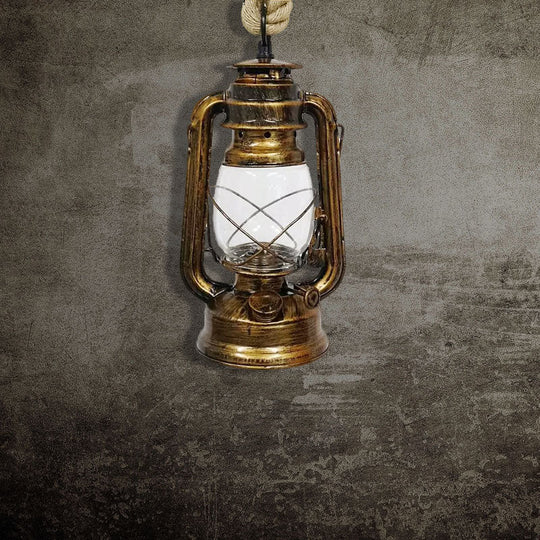 Industrial Clear Glass Pendant Ceiling Light For Coffee Shop - Black/Bronze/Antique Brass Finish