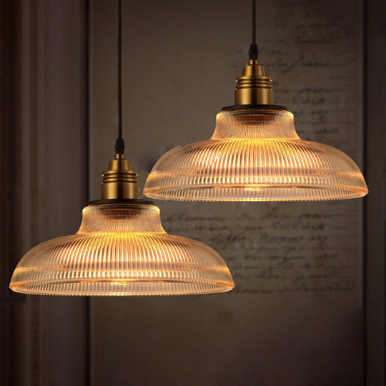 Barn Pendant Light - Industrial 1-Light Prismatic Glass Hanging Lamp In Clear (8’/10’/12’ Wide)