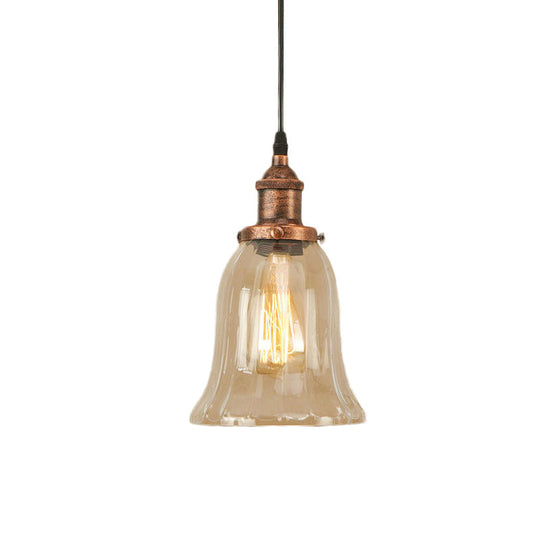 Industrial Clear Glass Bell Pendant Light With Bronze/Antique Brass/Copper Finish - Indoor Hanging