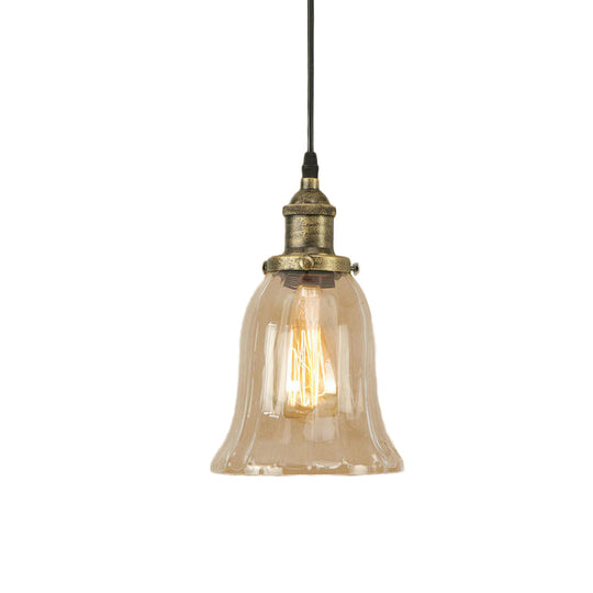 Industrial Clear Glass Bell Pendant Light With Bronze/Antique Brass/Copper Finish - Indoor Hanging