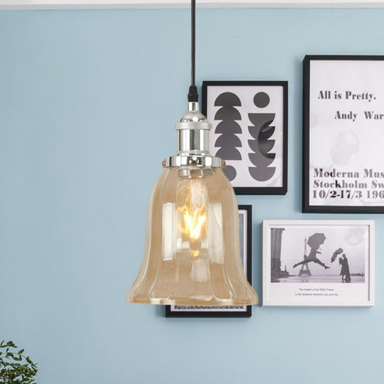 Industrial Clear Glass Bell Pendant Light With Bronze/Antique Brass/Copper Finish - Indoor Hanging