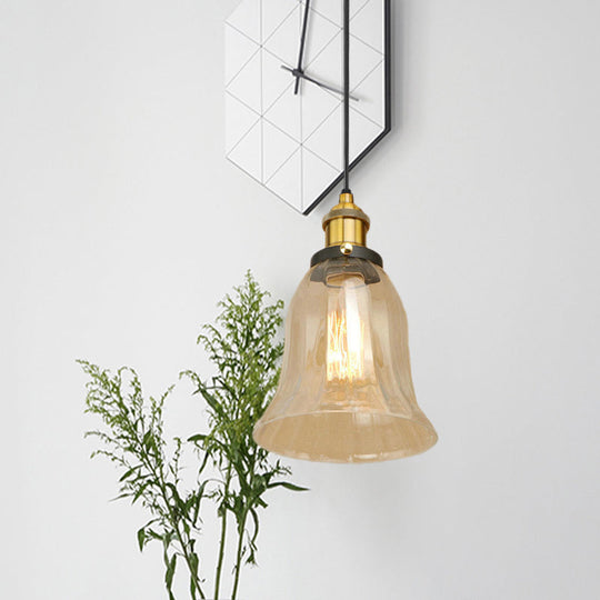Industrial Clear Glass Bell Pendant Light With Bronze/Antique Brass/Copper Finish - Indoor Hanging