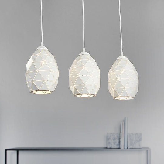 Modern White Geometric Metal Pendant Light - 3-Light Indoor Hanging Ceiling Fixture With