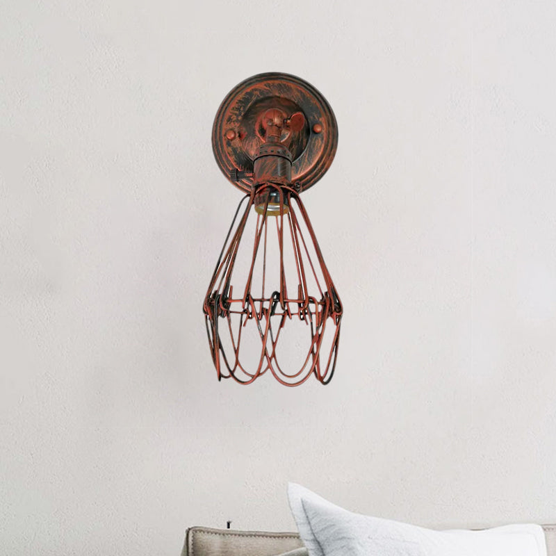 Farmhouse Style Wrought Iron Wall Sconce With Rotatable Lamp 1 Bulb Black/Bronze