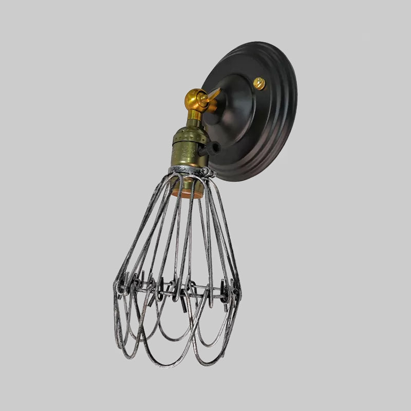 Farmhouse Style Wrought Iron Wall Sconce With Rotatable Lamp 1 Bulb Black/Bronze