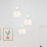 Metal Dome Cage Pendant With Milk Glass Shade - Retro Style 3-Bulb Hanging Light Indoor Black/White
