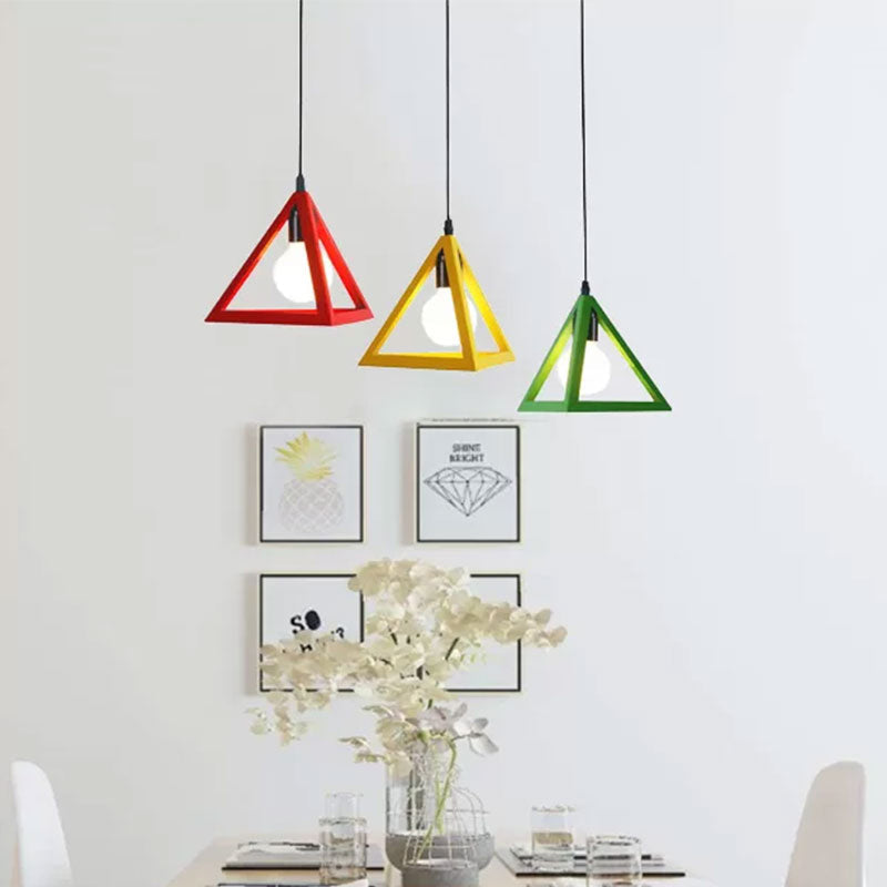 Retro Industrial Hanging Lamp With Wire Guard And Canopy In Black/White - 3 Heads Pendant Lighting