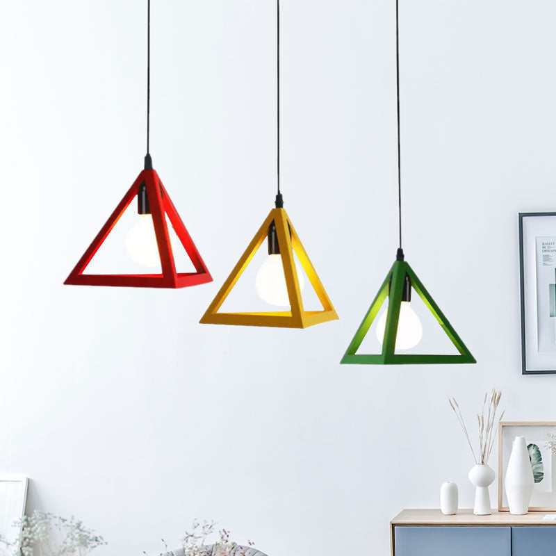 Retro Industrial Hanging Lamp With Wire Guard And Canopy In Black/White - 3 Heads Pendant Lighting