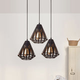 Stylish Loft Wire Cage Ceiling Light With Diamond Shade 3 Heads Black/White