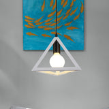 Retro Stylish Metal Hanging Lamp With Colorful Triangle Cage Shade Pendant Lighting For Living Room