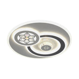 Modern Led Crystal Ceiling Light Fixture - White Flush Mount Lamp With Clear Block Design