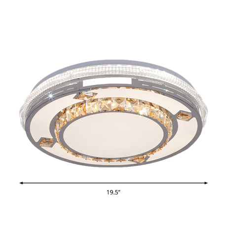 Contemporary Flushmount Ceiling Light With Led Crystals In White Heart/Floral/Circle Pattern